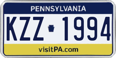 PA license plate KZZ1994