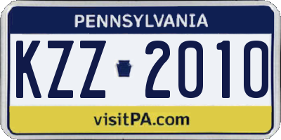 PA license plate KZZ2010