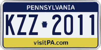 PA license plate KZZ2011