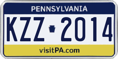 PA license plate KZZ2014