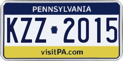 PA license plate KZZ2015
