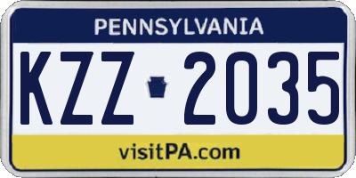 PA license plate KZZ2035