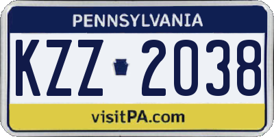 PA license plate KZZ2038