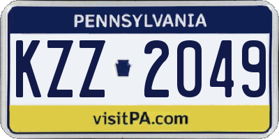 PA license plate KZZ2049