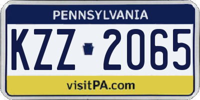PA license plate KZZ2065
