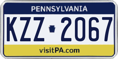 PA license plate KZZ2067