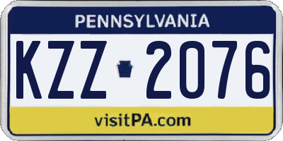 PA license plate KZZ2076
