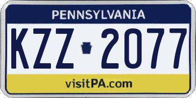 PA license plate KZZ2077