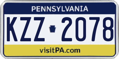 PA license plate KZZ2078