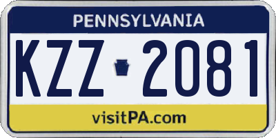 PA license plate KZZ2081