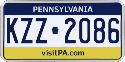 PA license plate KZZ2086