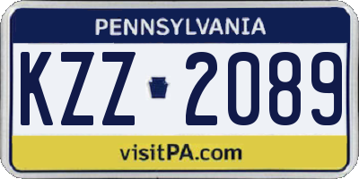 PA license plate KZZ2089
