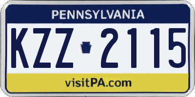 PA license plate KZZ2115