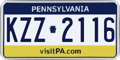 PA license plate KZZ2116
