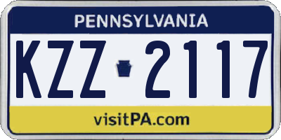PA license plate KZZ2117