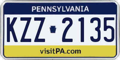 PA license plate KZZ2135