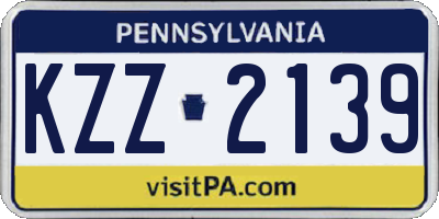 PA license plate KZZ2139