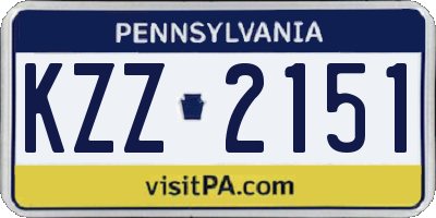 PA license plate KZZ2151