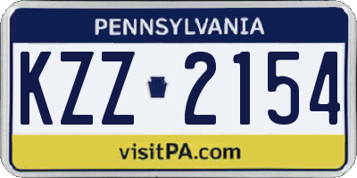PA license plate KZZ2154