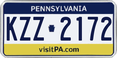PA license plate KZZ2172