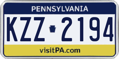 PA license plate KZZ2194