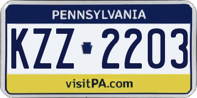 PA license plate KZZ2203