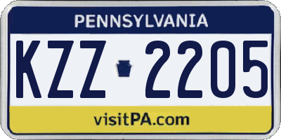 PA license plate KZZ2205