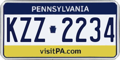 PA license plate KZZ2234