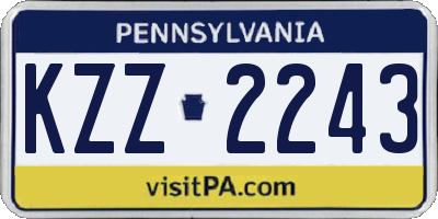 PA license plate KZZ2243