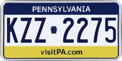 PA license plate KZZ2275