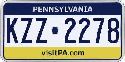 PA license plate KZZ2278
