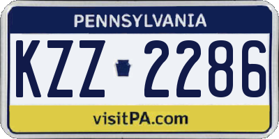 PA license plate KZZ2286