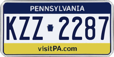 PA license plate KZZ2287