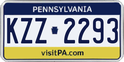 PA license plate KZZ2293