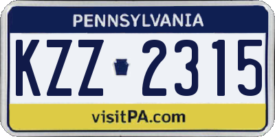 PA license plate KZZ2315