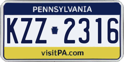 PA license plate KZZ2316