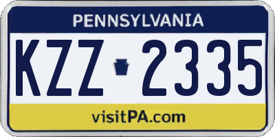 PA license plate KZZ2335