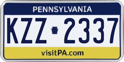 PA license plate KZZ2337