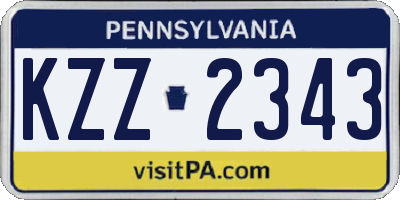 PA license plate KZZ2343