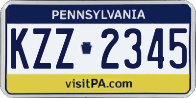 PA license plate KZZ2345