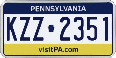 PA license plate KZZ2351