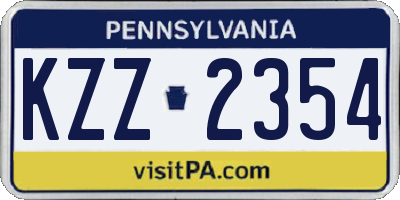 PA license plate KZZ2354