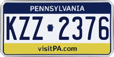 PA license plate KZZ2376