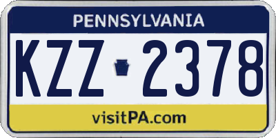 PA license plate KZZ2378