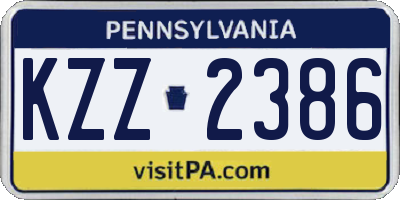 PA license plate KZZ2386