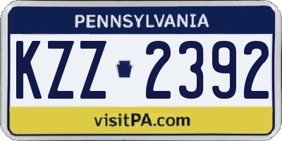 PA license plate KZZ2392