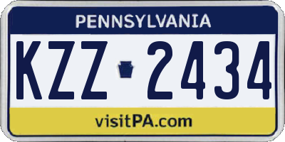 PA license plate KZZ2434