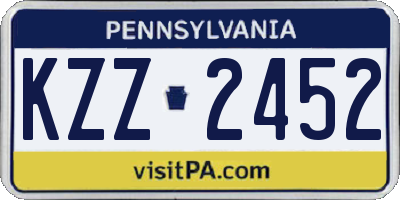 PA license plate KZZ2452