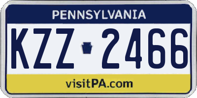 PA license plate KZZ2466