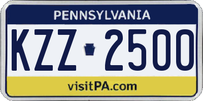 PA license plate KZZ2500